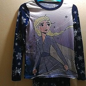 Disney frozen II ClimateRight by cuddl duds Girls Pajama Long John Set Sz Small